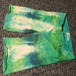 Blue & Green tie dye Jean shorts